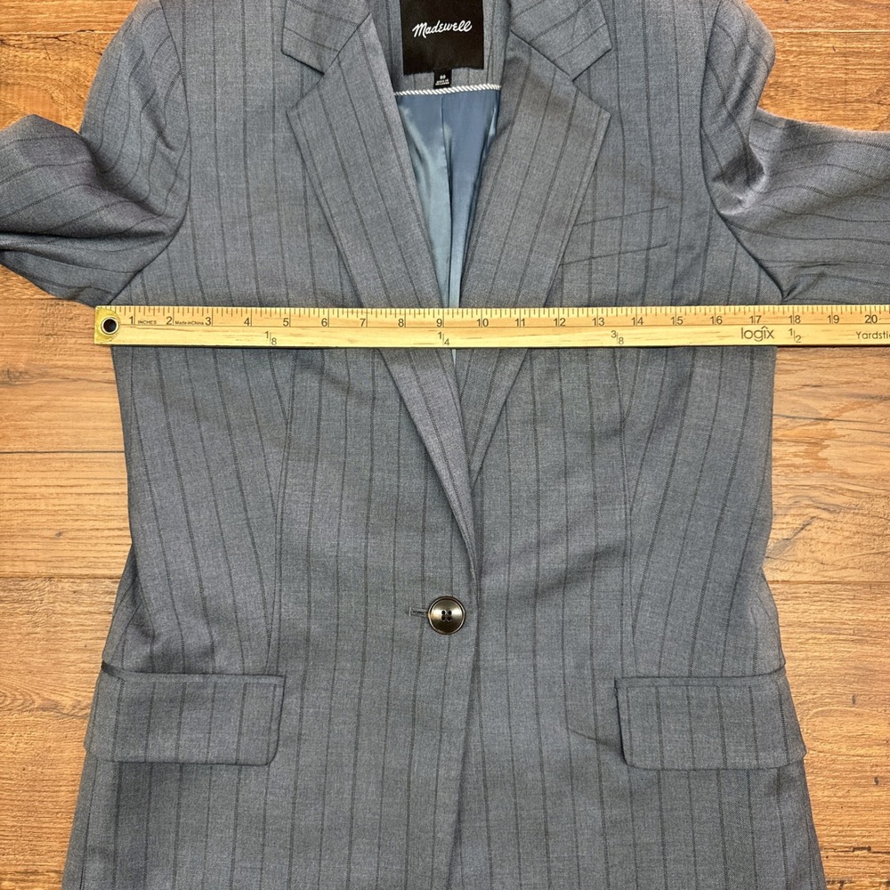Madewell Women 00 Single-Breasted Blazer Yarn-Dyed Pinstripe NO881 Career Office - Picture 6 of 7